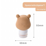 Ne&scaron;iojamas silikoninis me&scaron;kučio buteliukų rinkinys kosmetikai, rankų dezinfekantui ir plovikliui Bear bottle, single pack
