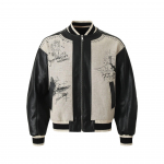 Jiayiku 2024 rudens/žiemos retro tamsaus ra&scaron;to odinė beisbolo striukė unisex Extra Large