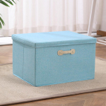 Ne&scaron;iojama medvilnės ir lino laikymo dėžė su dangčiu drabužiams ir žaislams, sulankstomas spintelės organizatorius Super Large 50x40x30 cm