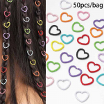 50 vnt. Meilės &scaron;irdies plaukų papuo&scaron;alai dredams, pynimo pakabukai, dredų aksesuarai, pynimo žiedai, rankogaliai, segtukai, pynimo dekorai 50pcs