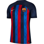 Nike Dry Striped Letter Logo Spausdinimo Mar&scaron;kinėliai Futbolui Trumpomis Rankovėmis Fanų Leidimas 2022-23 Sezonas Barcelona Namų Vyri&scaron;ki Sportiniai Mar&scaron;kinėliai Tamsiai Mėlyni DM1840-452 S