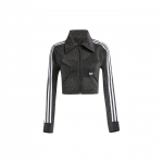 Adidas Originals Trikolorė mozaikinė laisvalaikio striukė Moteri&scaron;ka striukė Juoda IY3482 XS