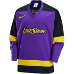 Nike X NBA Los Angeles Lakers Miesto Edition Kolekcija Patogūs ilgomis rankovėmis mar&scaron;kinėliai Vyri&scaron;ki mar&scaron;kinėliai Violetiniai Juodi Geltoni FZ0350-504 M