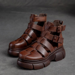 Madingos Kar&scaron;tos Kokybės 6CM Retro Storo Kulno Basutės Moterims Natūralios Odos Vasarinės Auk&scaron;takulnės Uždarais Pir&scaron;tais Basutės Sagtis Užtrauktukas Platforminiai Batai 40 juoda