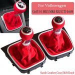 Instrukcija 5 6 greičių pavarų perjungimo rankenėlė su gaubtu, skirta Volkswagen VW Golf 5 6 MK5 MK6 R32 GTI 04-09 Raudona zom&scaron;a odinė automobilio stilius 6 SPeed-Black