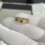 V Aukso Auk&scaron;toji Versija Čigoni&scaron;ka Žvaigždė 3 Eilių Deimantinis Žiedas Siaura Plati Versija Moteri&scaron;kas Padengtas 18k Rožiniuauksu Poros Žiedas us size 6