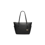 Michael Kors Mk Jet Set raidės logotipas pakabukas vientisos spalvos odinė paprasta rankinė moteri&scaron;ka tote juoda 30F2GTTT8L-BLACK Basic Set (Bag+Dust Bag)