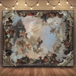 Menas Aleksandras Cabanel Kritęs angelas Audinio spaudinys Didelis gobelenas Sienos pakabinamas elementas Sieninis gobelenas Dekoras Svetainė Miegamasis Namai 150x200cm(60x80in) gray