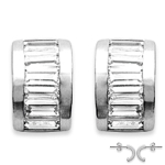 Les Tr&eacute;sors De Lily [B9843] - Demi-Cr&eacute;oles Argent 'Sissi' Blanc argent&eacute; (rhodi&eacute;) - 10x6 mm