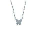 Les Tr&eacute;sors De Lily [I9796] - Collier Argent 'Papillon' blanc argent&eacute; (rhodi&eacute;) - 10x10 mm