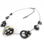 Les Tr&eacute;sors De Lily [J0476] - Collier Cr&eacute;ateur 'M&eacute;lusine' noir gris juoda