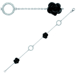 Les Tr&eacute;sors De Lily [J0833] - Bracelet Argent 'Rose Noire' noir blanc (rhodi&eacute;) - 10 mm