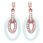 Les Tr&eacute;sors De Lily [L4690] - Boucles Plaqu&eacute; Or 'Sissi' blanc c&eacute;ramique rose gold - 25x11 mm