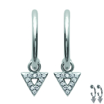 Les Tr&eacute;sors De Lily [M9927] - Cr&eacute;oles Argent 'Triangles' blanc argent&eacute; (rhodi&eacute;) - 21 mm 7x6 mm