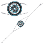 Les Tr&eacute;sors De Lily [N7152] - Bracelet argent 'Navajos' turquoise argent&eacute; (rhodi&eacute;) - 21 mm