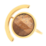 Les Tr&eacute;sors De Lily [Q0905] - Bague cr&eacute;ateur acier 'Boho' beige dor&eacute; - 20x18 mm smėlis