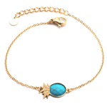 Les Tr&eacute;sors De Lily [Q1226] - Bracelet cr&eacute;ateur Acier 'Ananas' turquoise dor&eacute; - 14x8 mm