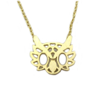 7bis [Q6174] - Collier artisanal 'Hibou' dor&eacute; - 12x11 mm auksas