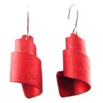 Les Tr&eacute;sors De Lily [R1217] - Boucles d'oreilles artisanales 'Aluminirock' rouge - 3x1. 5 cm