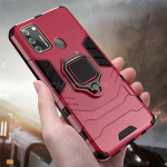 Prabangus smūgiams atsparus &scaron;arvų dėklas, skirtas Samsung Galaxy A21S A51 A71 A50 A70 A91 A81 A01 A11 A31 A41 A30 A20 A10 S M30S M31 telefono buferio metalinis žiedo dangtelis Samsung Galaxy M31 raudona