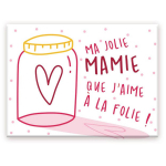 Les Tr&eacute;sors De Lily [A3621] - Magnet c&eacute;ramique 'Mamie' blanc rose (ma jolie Mamie que j'aime &agrave; la folie ! ) - 8x6 cm įvairiaspalvis