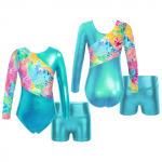 Vaiki&scaron;ki mergaičių 2 dalių &scaron;okių aprangos rinkiniai ilgomis rankovėmis Vienos dalies sportiniai &scaron;ortai, skirti gimnastikai 3-4 Years violetinė