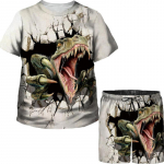 Vaikų berniukų mergaičių animacinių filmų 3D spaudinys Jurrasic Dinosaur T Rex Velociraptor mar&scaron;kinėliai / kostiumai paaugliams, laisvalaikio mar&scaron;kinėlių sportinio kostiumo rinkinys 150