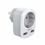 TESSAN i&scaron; Vokietijos į Australiją kelioninis adapteris 3 viename lizdo adapteris su 2 USB prievadais 1 Outlet & 2 USB Ports pilka spalva