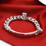 Mados Italijos hiphopo pankroko apyrankė 925 sterlingų sidabrinė panki&scaron;ka apyrankė, apyrankė, puiki papuo&scaron;alų dovana 18cm