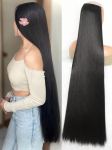 Aosiwig Synthetic Super Long Straight 100cm 5 Clip In plaukų priauginimas Natūralūs plaukai Juodi blondinai netikras netikras plaukų papuo&scaron;alas moterims 40inches-100cm