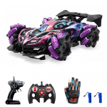 Nuotolinio valdymo pultas Spray Car Nuotolinio valdymo pultas Stunt Car 2,4GHz su funkcija Cool Lights Music Side Drift 3 controller-2 battery violetinė