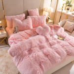 Audinės aksominis keturių dalių rinkinys Princesės stiliaus pastorintas triu&scaron;io pliu&scaron;inis keturių dalių rinkinys Rudens ir žiemos trijų dalių rinkinys 1.8m bed sheet model-4PCS