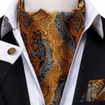 100 spalvų Vyri&scaron;kas &scaron;ilkas Ascot Cravat Vintage Tie Paisley skara Hanky ​​rankogalių sąsagų rinkinys AS-1033