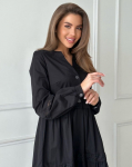 Medvilninė suknelė su nėrinių įdėklais ISSA PLUS XL juoda