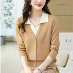 2024 m. rudens ir žiemos atostogų dviejų dalių megztinis moteri&scaron;kas megztinis Rudens naujo stiliaus atvartas Madingi megzti apatiniai mar&scaron;kiniai