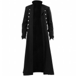 Viduramžių steampunk retro gotikos paltas, vėjo striukė Viktorijos laikų uniforma, ilgos dalies vyri&scaron;ki paltai Cosplay kostiumai S juoda