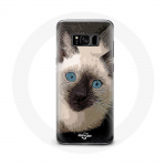 Coque pour Samsung Galaxy S8 Plus Chat Siamois Noir et blanc aux Yeux Bleus