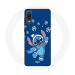 Coque pour Samsung Galaxy A02 Stitch neige No&euml;l bleu
