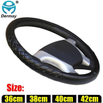 36cm 38cm 40cm 42cm Car Steering Wheel Cover Micro Fiber Leather Lattice embossing Non-slip for Car Bus Truck Boat High Quality 36cm black