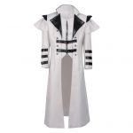 Vyri&scaron;kas paltas Retro viduramžių karali&scaron;kosios gotikinės steampunk cosplay spalvos, atitinkančios atvartą ilgomis rankovėmis scenoje, pasirodymo kostiumas Helovino perskelta striuke M balta