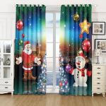 2 vnt Skaitmeninio spausdinimo Kalėdinės užuolaidos Pusiau &scaron;e&scaron;ėliuojančios, saulės nepraleidžiančios plono audinio užuolaidos, skirtos svetainei ir miegamajam, Naujieji 2024 m. W50xH130(CM)x2PCS-Rod pocket