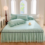 Pavasario ir vasaros nėriniuotas lovos sijonas Vienvietis princesės nėrinių &scaron;lifuotas čiužinys Neslystantis apsauginis užvalkalas lovatiesė Dovana 150*200cm 3pcs