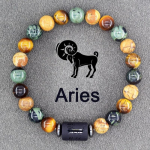 12 Zodiako ženklo apyrankė Homme žvaigždyno apyrankės Vyrams Vėžys Mergelė Liūtas Svarstyklių apyrankė Moterims Draugystė Dovana Papuo&scaron;alai ant rankų 1 Aries8mm Beads&17cm(6.69inch)