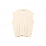Fear of God Essentials FW22 briaunoti megzti V formos i&scaron;kirptės liemenės vyri&scaron;kos vir&scaron;ūnės, kiau&scaron;inio luk&scaron;to baltos FOG-FW22-890 M