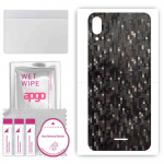apgo Protective Skin Sticker for the back compatible with Wiko Y80, Wrap Film, Foil, Vinyl - Pattern Carbon Black Pixel