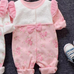 Pavasario rudens naujagimių mergaičių rūbai Gėlėti nėriniai Princesės kombinezonas Drabužių rinkiniai Romperai+kepurės