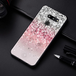 Telefono fondai, skirti LG K41s K61 K50 G6 K50s G7 K42 K40s K71 K52 K40 G8 ThinQ Q52 dėklas Auksinė rožinė rožinė blizganti &scaron;irdelė LG K50s
