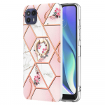 Žiedinis laikiklis Auksinis kra&scaron;tas Tinklelis Marmuras Gėlė IMD Itin plonas telefono dėklas Motorola Moto E20,E30,E40,G31,G41,G50,G51,G71,G10,G20,G30,G40,G60... Moto G Stylus (2021) balta