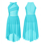 Vaikų mergaičių lyri&scaron;ka Lotynų Amerikos &scaron;okių suknelė be rankovių putojanti kri&scaron;tolinis triko baleto &scaron;okių drabužiai 9-10 Years