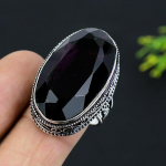 Amethyst Gemstone Handmade 925 Sterling Silver Jewelry Ring Size 9 v0i81